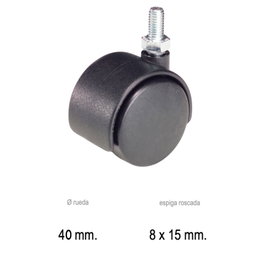 WOLFPACK LINEA PROFESIONAL Roue domestique nylon noir épi M8x45 mm.