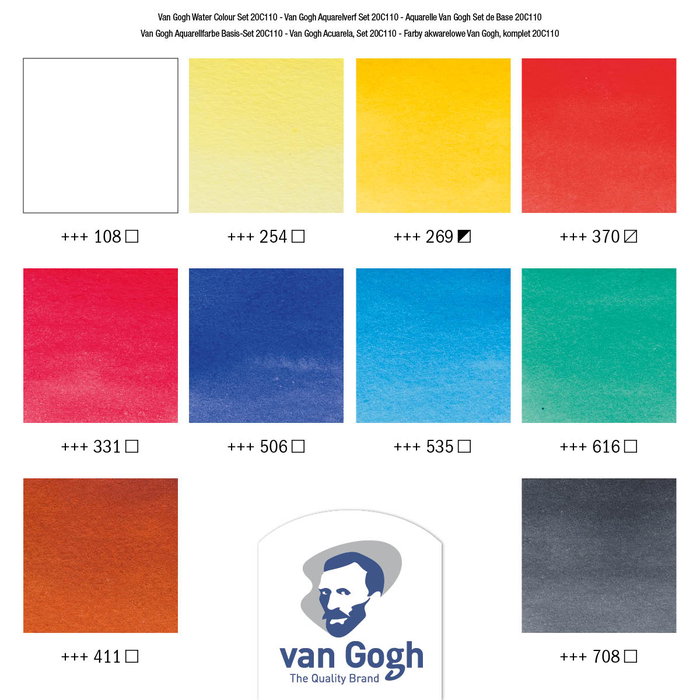 Van Gogh Set d'aquarelles avec 10 couleurs en tubes de 10 ml Van Gogh Set d'aquarelles avec 10 couleurs en tubes de 10 ml