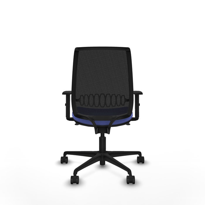 Chaise Alares Synchro 5 positions tissu Bleu clair Maille Noir Base en nylon noir Accoudoir 1D Sans appui-tête Roulettes 65mm nylon