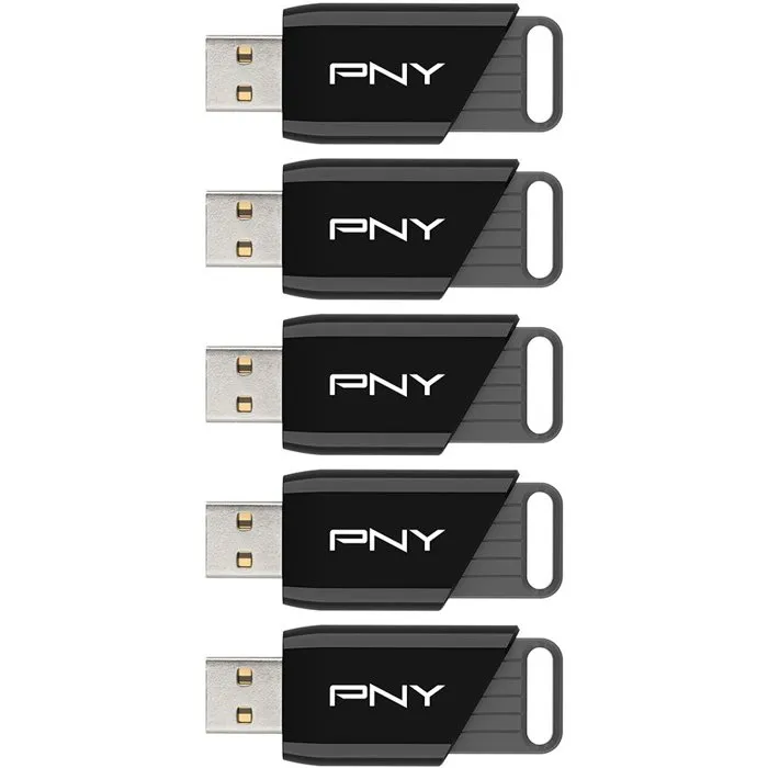 PNY Attaché X - Pack de 5 Clés USB 3.2 - 32 Go - Vitesse de lecture jusqu'à 130 Mo/s - Stockage portable