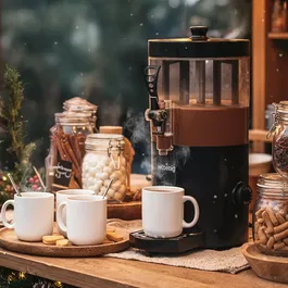 H.KoeNIG SHK802 Distributeur à Chocolat Chaud Professionnel 3L - Noir - 1200 W - Thermostat Réglable, Cuve Amovible Lave-vaisselle