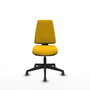 Chaise Elche Asynchrone Tissu Jaune Base pyramidale noire Sans accoudoirs Sans appui-tête Roulettes 65mm pour moquette