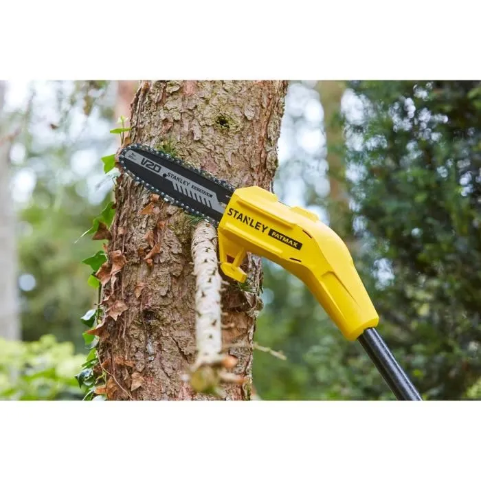 Stanley Fatmax Élagueuse sur perche sans fil SFMCPS620M1-QW, 18V avec batterie 4Ah et chargeur, chaîne 20cm, longueur max 4.5m