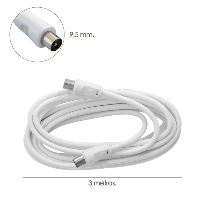 WOLFPACK LINEA PROFESIONAL Rallonge vidéo de 3 m avec connecteur 9,5 mm blanc WOLFPACK LINEA PROFESIONAL Rallonge vidéo de 3 m avec connecteur 9,5 mm blanc