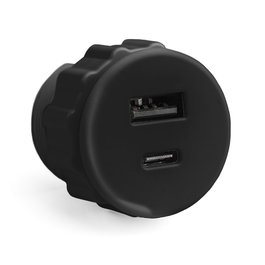 HERRAJES ALK Module de connexion USB à encastrer USB-A et USB-C noir