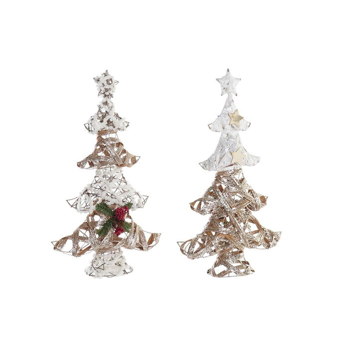 Sapin de Noël DKD Home Decor Doré Blanc Rotin (32 x 10 x 56 cm) (2 Unités) Sapin de Noël DKD Home Decor Doré Blanc Rotin (32 x 10 x 56 cm) (2 Unités)