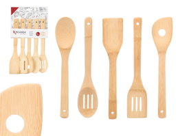 Kinvara Set de 5 ustensiles de cuisine en bambou 20.5x36.5x1.5 cm (Set de 18)