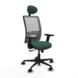 PIQUERAS Y CRESPO Chaise Zulema Synchro Vert foncé et Gris avec Appui-tête et Accoudoirs 2D