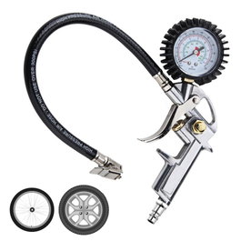 All Ride Pistolet de gonflage avec manomètre pour compresseur d'air 15 bar / 220 psi acier et polypropylène pour automobile