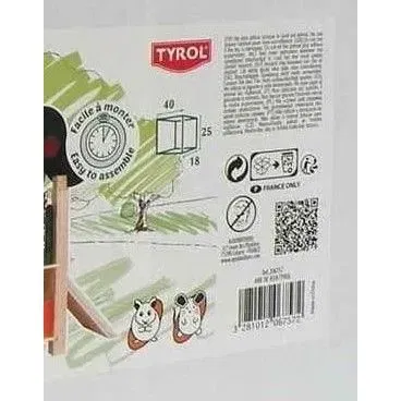 Tyrol - Aire de jeux pour rongeurs - 40 x 18 x 25 cm - Tunnel de 3 cm, cachette, zones de grimpe - Stimulation pour souris et petits rongeurs