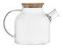 Vivalto Théière en Borosilicate avec Couvercle Bambou 1,5L 23x15x14 cm Transparente et Naturelle (Set de 6)