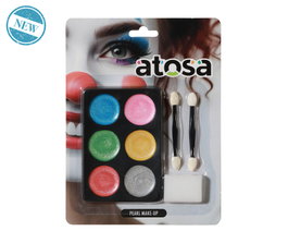 Maquillage perlé en six couleurs avec éponge et pinceaux