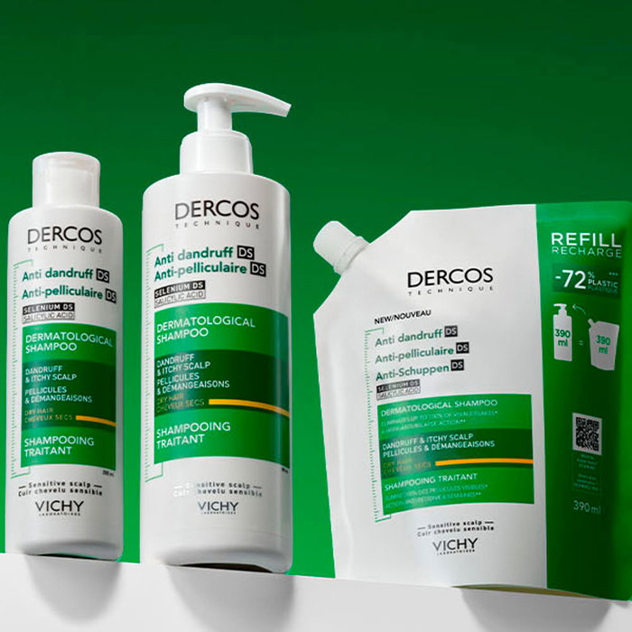 Vichy Dercos Shampooing Antipelliculaire Cheveux Secs Recharge 390 ml