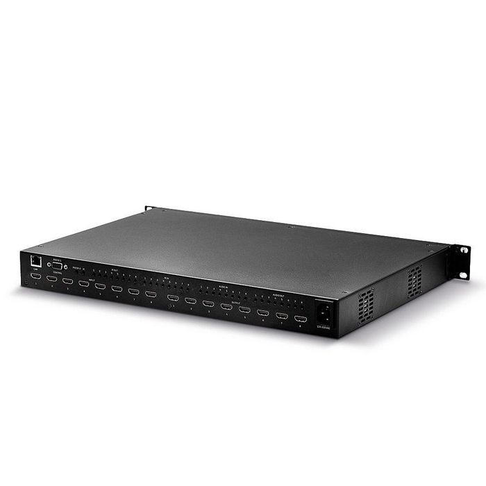 Lindy - Matrice vidéo HDMI 8x8 18Gbps avec Scaler pour mur d'écran, Commutation 4K@60Hz, Contrôle IR/LAN/RS-232 et Extraction Audio