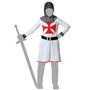 Déguisement Chevalier des Croisades pour Enfant 5-6 Ans - Tunique, Ceinture et Chapeau Blanc en Polyester - Costume de Fête