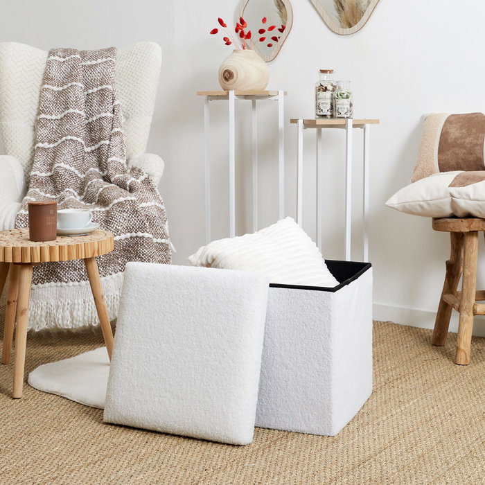 Home Deco Factory CAJA-PUF PLEG. TAPIZADO RIZO