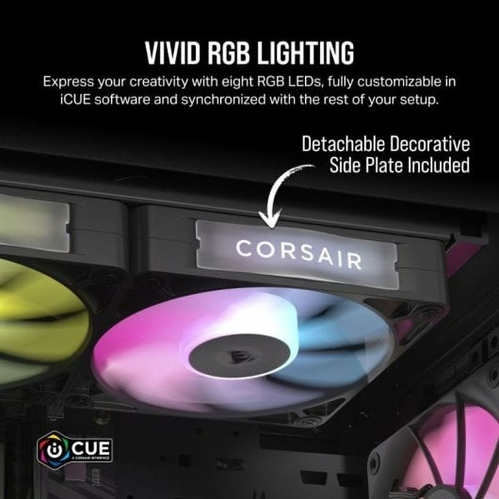 Corsair CO-9051017-WW Ventilateur iCUE LINK RX120 120 mm, RGB, Noir - Ventilateur PC avec contrôle intelligent et éclairage RGB personnalisable