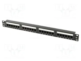 DIGITUS Panneau de brassage Cat 5e, 24 ports RJ45, 1U, 19 pouces, Noir