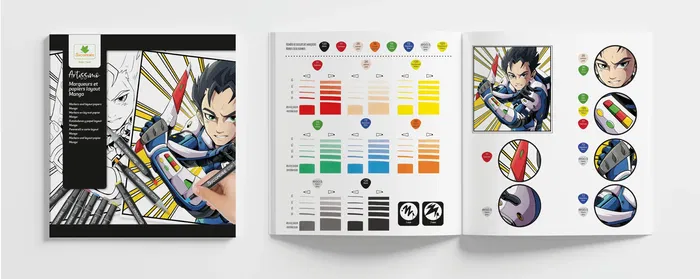 Sycomore - Coffret créatif Manga Garçon avec 10 papiers layout et 8 marqueurs - Parfait pour artistes dès 10 ans
