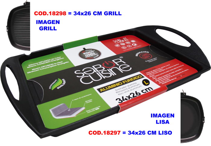 Sabor Cuisine Finstock Grill Rectangulaire en Aluminium 34x26 cm Sabor Cuisine Finstock Grill Rectangulaire en Aluminium 34x26 cm