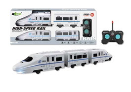 JugaToys Train à grande vitesse radiocommandé avec 4 canaux, lumières et sons