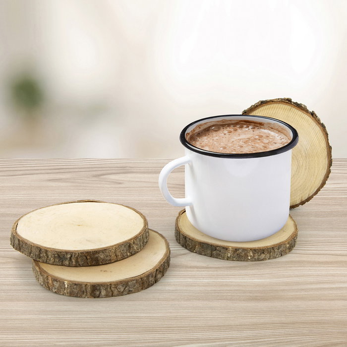 Home Deco Factory Lot de 4 posavasos en bois de bouleau NATURAL