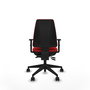 Chaise Elche Asynchrone Cuir écologique Rouge Base pyramidale noire Accoudoir 1D Sans appui-tête Roulettes 65mm nylon