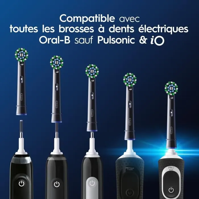 Oral-B Cross Action Pro - Brossettes intermédiaires, filaments en forme de X pour un nettoyage optimal des espaces interdentaires - Lot de 8 pièces - Noir
