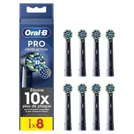 Oral-B Cross Action Pro - Brossettes intermédiaires, filaments en forme de X pour un nettoyage optimal des espaces interdentaires - Lot de 8 pièces - Noir