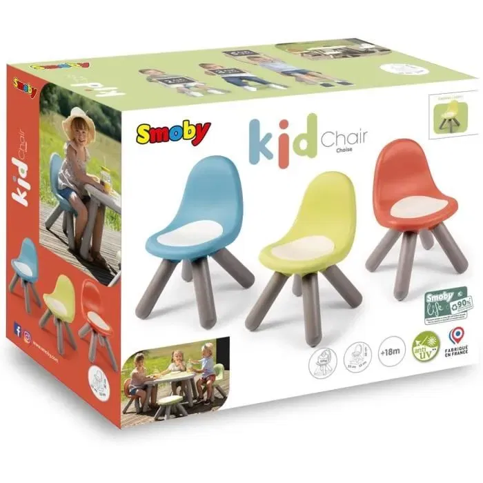 Smoby Chaise Enfant Life - Vert Pomme - Pieds Soufflés - Pour Intérieur et Extérieur Anti-UV - 90% Matière Recyclée - Fabrication Française - Dès 18 Mois - 33 x 33 x 50 cm