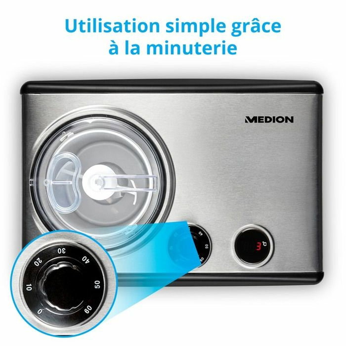 Medion Machine à Glaces et Yaourts 1,5 L en Acier Inoxydable Medion Machine à Glaces et Yaourts 1,5 L en Acier Inoxydable