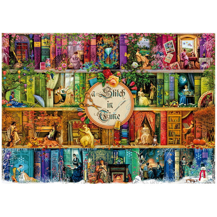 Educa Puzzle 3000 pièces 'Justo A Tiempo' 19946 - Bibliothèque bucolique avec scènes d'artisanat - Dimensions 120 x 85 cm - À partir de 14 ans