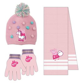 Cerda Ensemble 3 Pièces Bufanda Peppa Pig - Écharpe et Accessoires pour Enfant - 20 x 2 x 52 cm