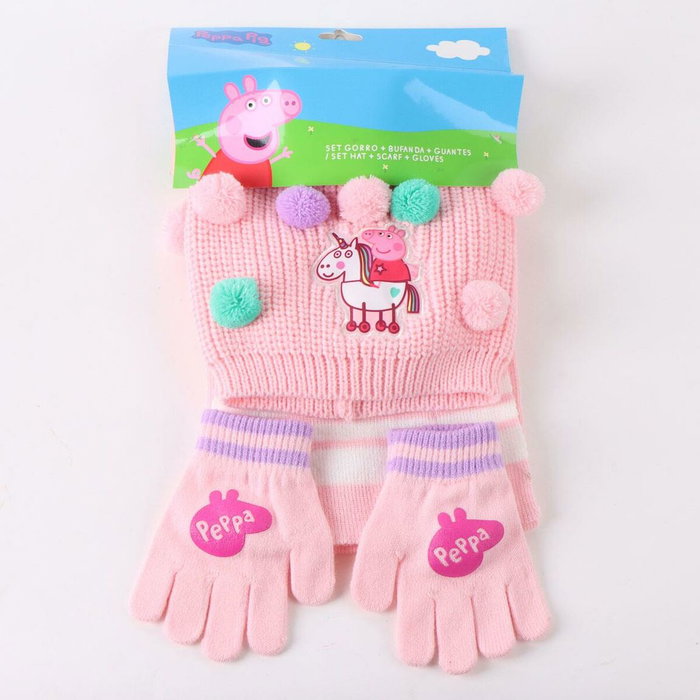 Bonnet et gants Peppa Pig Rose