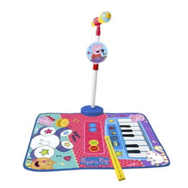Reig Tapis de jeu batterie et piano Peppa Pig avec micro sur pied et baguettes, 77 x 59 x 82 cm, nécessite 2 piles LR6, 3 ans et plus
