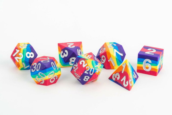 FanRoll Pack de 7 Dés Sharp Edge Silicone Rainbow