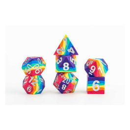 FanRoll Pack de 7 dés Sharp Edge Silicone Rainbow