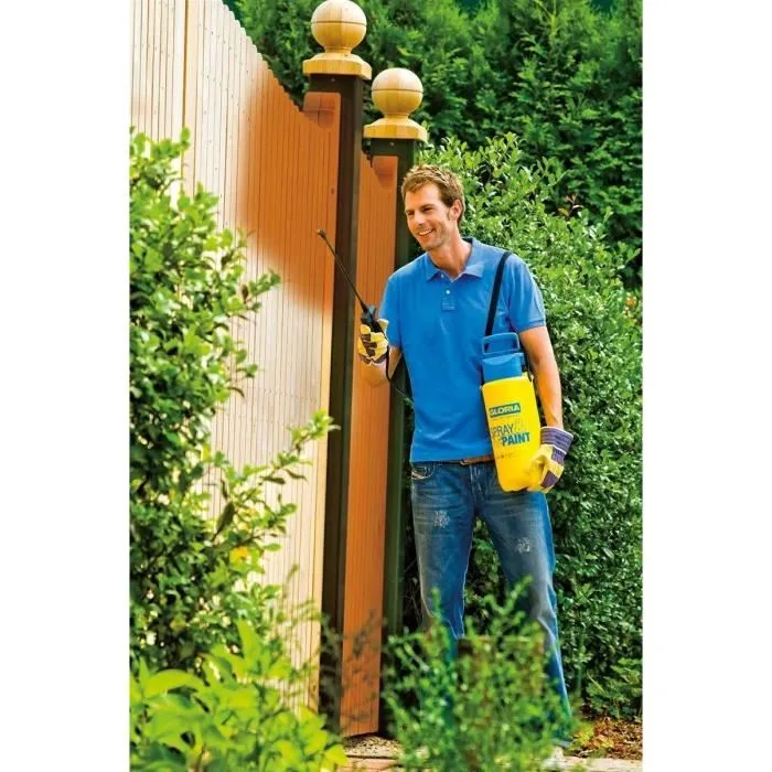 Gloria Pulvérisateur à main Spray&Paint 5L 3 bars avec buse à jet plat et joints Viton pour produits de conservation du bois et lasures