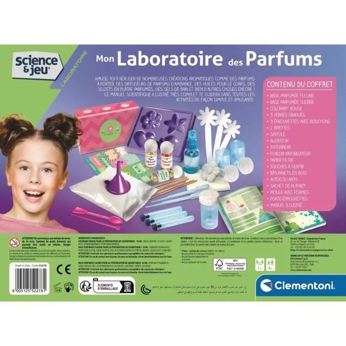 CLEMENTONI Kit de création de parfums - Mon laboratoire des parfums - Laboratoire scientifique pour enfants à partir de 8 ans