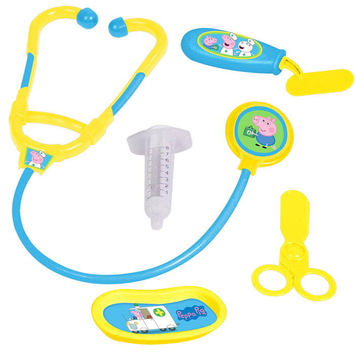 Peppa Pig - Mallette de Docteur Miniature pour Enfant - 5 Accessoires - Version Multilingue (Anglais, Français, Allemand, Italien, Portugais, Espagnol) - Pour 3 ans et Plus