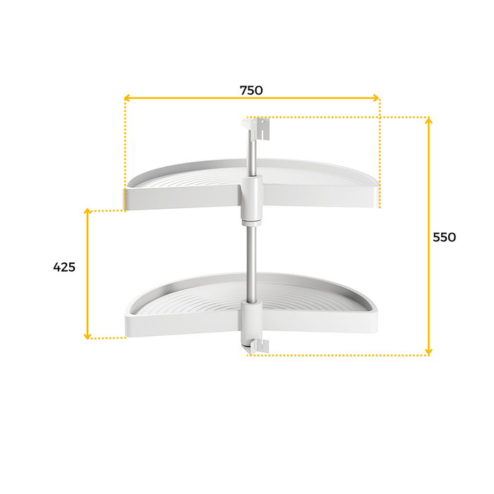 Emuca jeu de plateaux rotatifs Shelvo 1/2 lune, pour module de 900mm, plastique et aluminium, Blanc Emuca jeu de plateaux rotatifs Shelvo 1/2 lune, pour module de 900mm, plastique et aluminium, Blanc