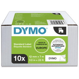 Dymo Lot de 10 rubans d'étiquetage D1 12mm x 7m noir sur blanc