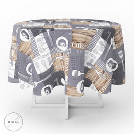 ORYX Nappe ronde en PVC motif ustensiles de cuisine Ø 140 cm