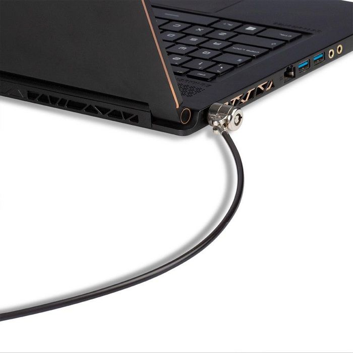 Lindy Câble de sécurité pour ordinateur portable 31112 avec verrou cylindrique et câble en acier - Sécurité pour PC portable et accessoires