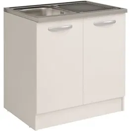 Parisot Meuble bas de cuisine sous évier 2 portes Blanc L80 x P57.6 x H84.2 cm