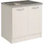 Parisot Meuble bas de cuisine sous évier 2 portes Blanc L80 x P57.6 x H84.2 cm