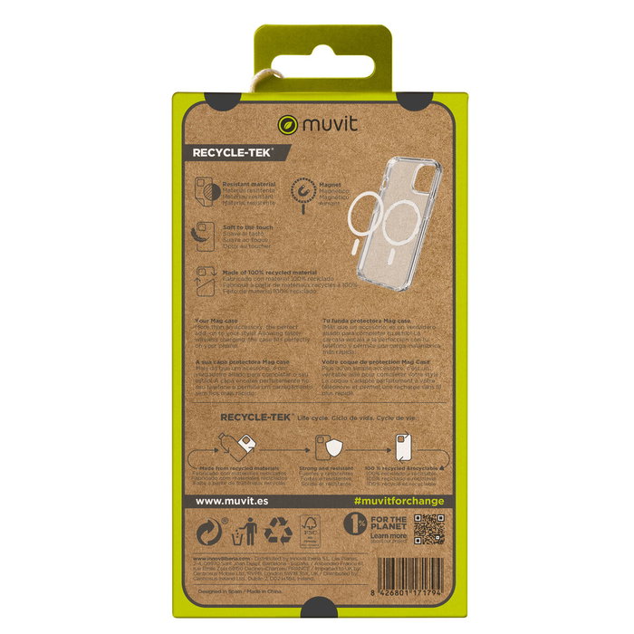 Muvit for Change Recycletek MagSafe Transparent pour iPhone 15