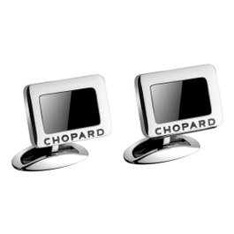 Chopard Boutons de manchette en acier inoxydable avec onyx 95014-0028