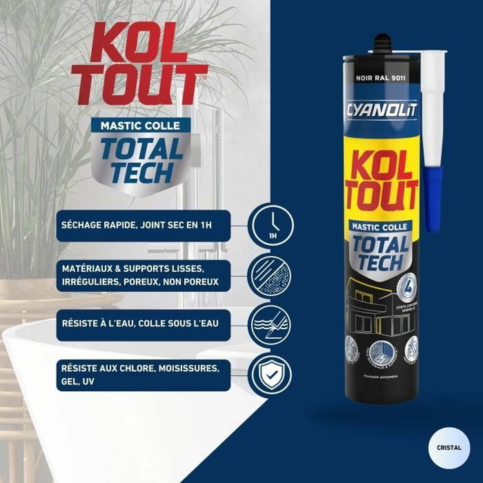 Cyanolit Colle de fixation et d'étanchéité Total tech Noir 290 ml