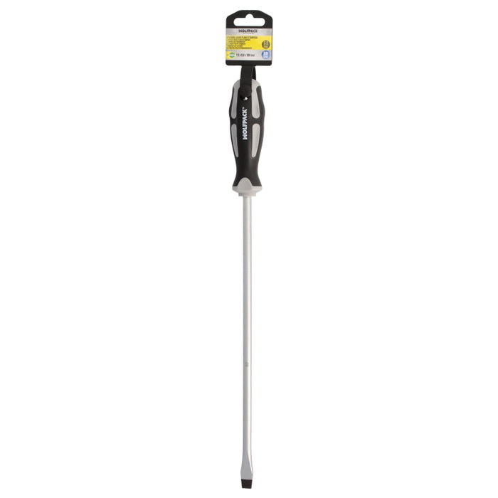 WOLFPACK LINEA PROFESIONAL Tournevis plat estampé en acier S2, 1,6 x Ø 9,0 x 300 mm WOLFPACK LINEA PROFESIONAL Tournevis plat estampé en acier S2, 1,6 x Ø 9,0 x 300 mm
